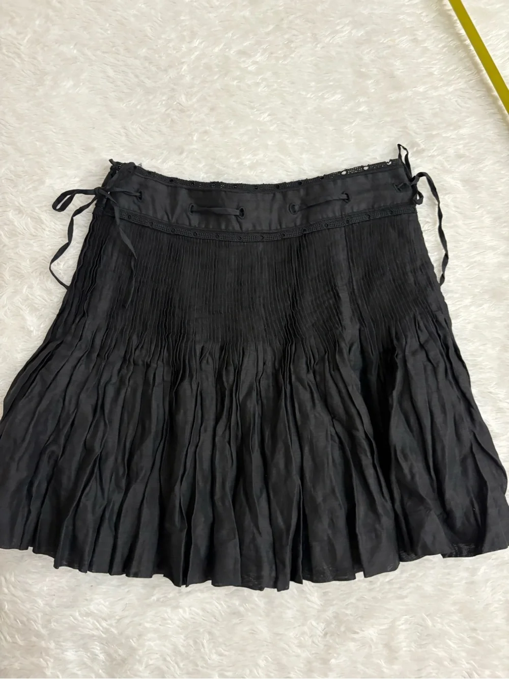 J CREW Pintuck bow mini skirt in ramie Black Eyelet Whimsigoth Mini Skirt Size 0